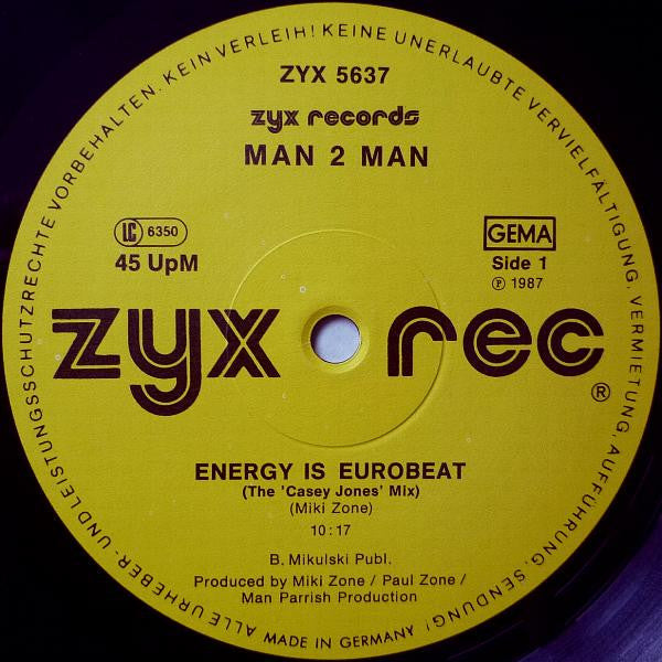 Man 2 Man : Energy Is Eurobeat / Who Knows What Evil? (12")