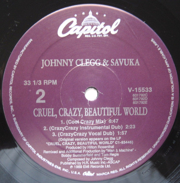 Johnny Clegg & Savuka : Cruel, Crazy, Beautiful World (12")