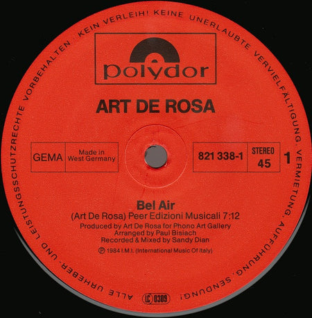 Art De Rosa : Bel Air (12")