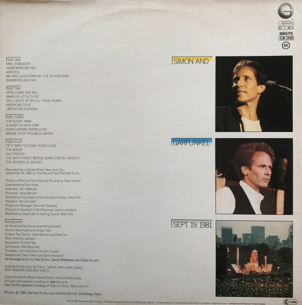 Simon & Garfunkel : The Concert In Central Park (2xLP, Album, Bla)