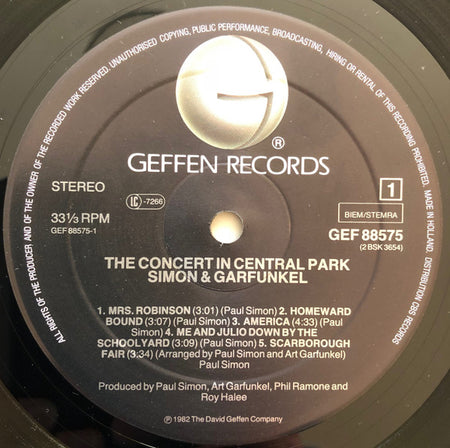 Simon & Garfunkel : The Concert In Central Park (2xLP, Album, Bla)