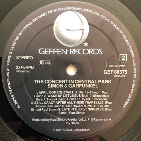 Simon & Garfunkel : The Concert In Central Park (2xLP, Album, Bla)