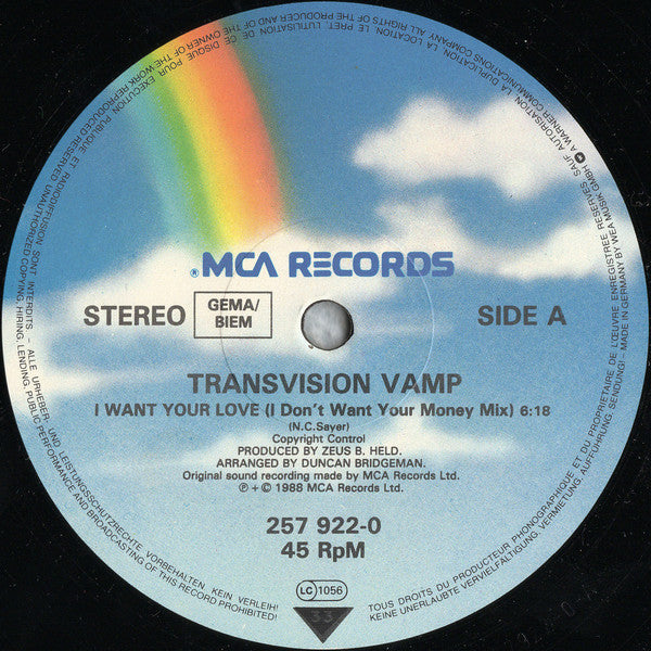 Transvision Vamp : I Want Your Love (12")