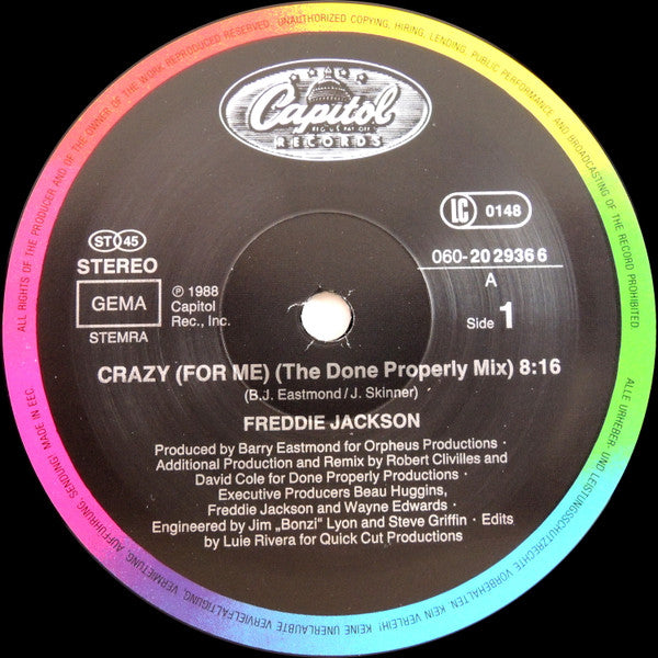 Freddie Jackson : Crazy (For Me) (12")