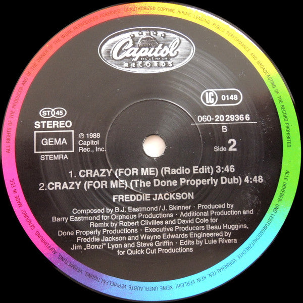 Freddie Jackson : Crazy (For Me) (12")