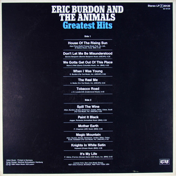 Eric Burdon & The Animals : Greatest Hits (LP, Comp)