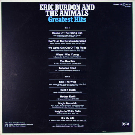 Eric Burdon & The Animals : Greatest Hits (LP, Comp)