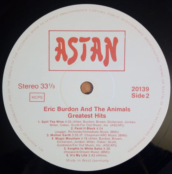 Eric Burdon & The Animals : Greatest Hits (LP, Comp)