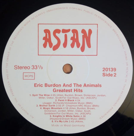 Eric Burdon & The Animals : Greatest Hits (LP, Comp)