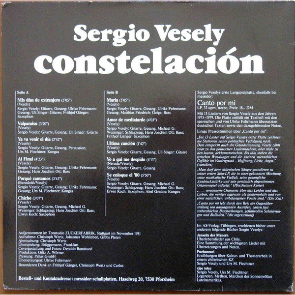 Sergio Vesely : Constelación (LP, Album)