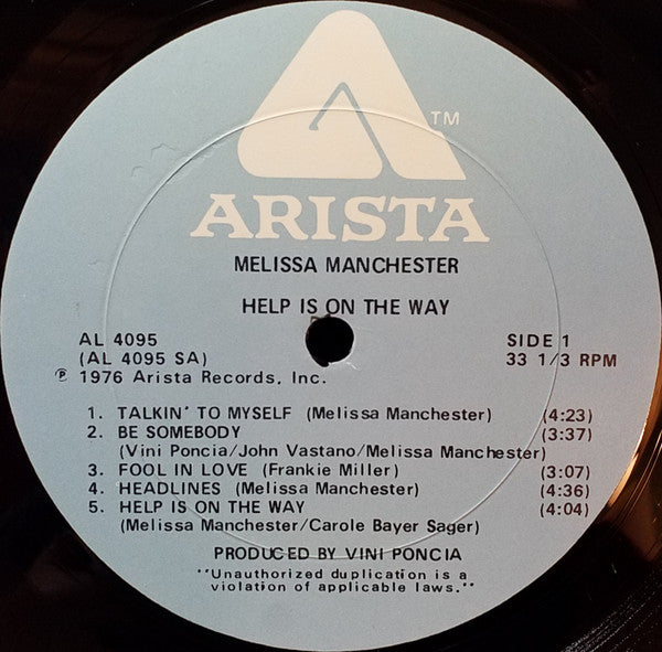 Melissa Manchester : Help Is On The Way (LP, Album, Pla)