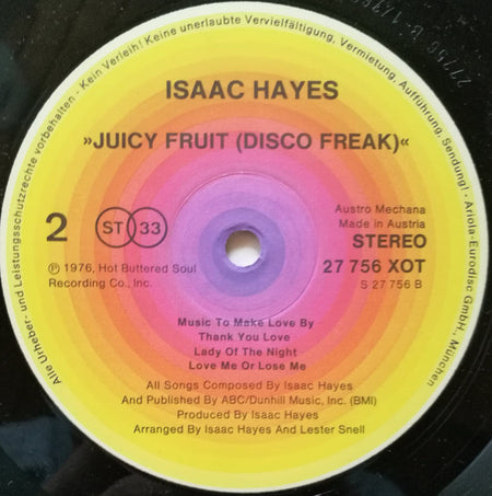 Isaac Hayes : Juicy Fruit (Disco Freak) (LP, Album, Gat)
