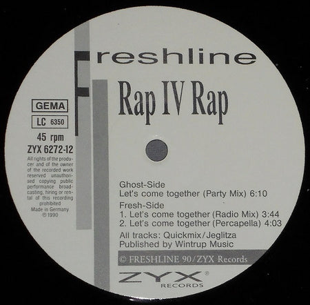 Rap IV Rap : Let's Come Together (12")