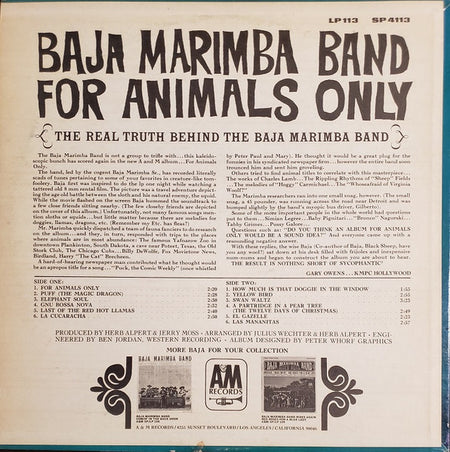 Baja Marimba Band : For Animals Only (LP, Album, Mon)