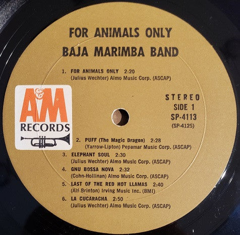 Baja Marimba Band : For Animals Only (LP, Album, Mon)