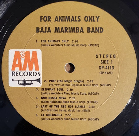 Baja Marimba Band : For Animals Only (LP, Album, Mon)