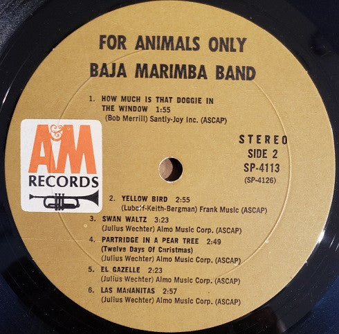 Baja Marimba Band : For Animals Only (LP, Album, Mon)