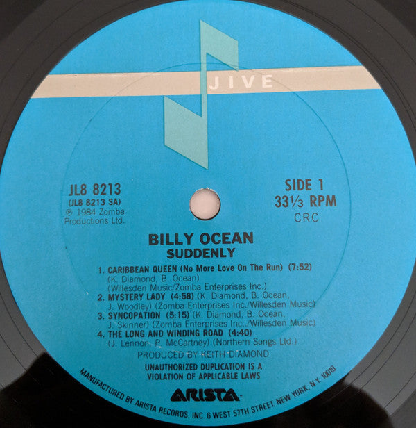 Billy Ocean : Suddenly (LP, Album, Club, Car)
