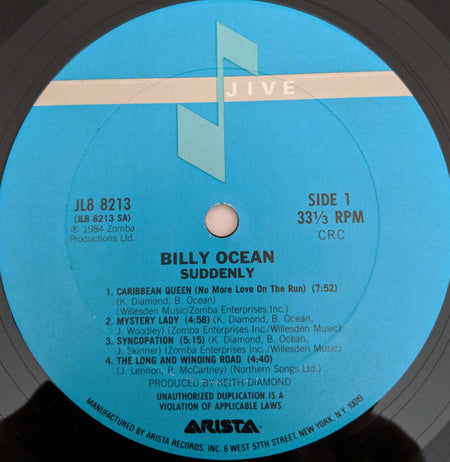 Billy Ocean : Suddenly (LP, Album, Club, Car)