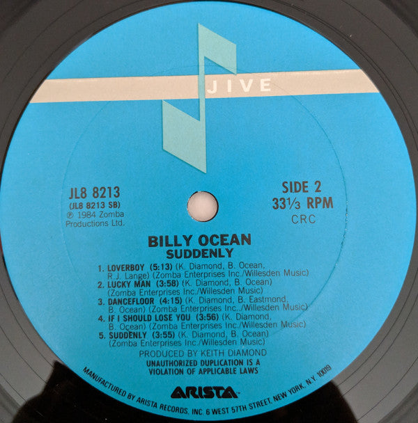 Billy Ocean : Suddenly (LP, Album, Club, Car)