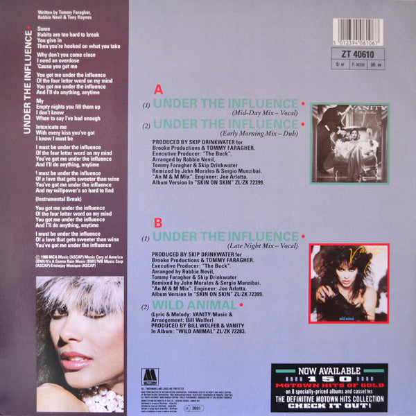 Vanity : Under The Influence (12", Maxi)
