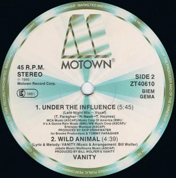 Vanity : Under The Influence (12", Maxi)