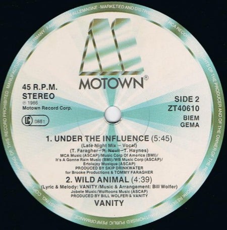 Vanity : Under The Influence (12", Maxi)