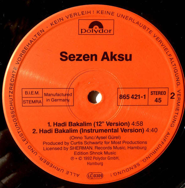 Sezen Aksu : Hadi Bakalim (12")