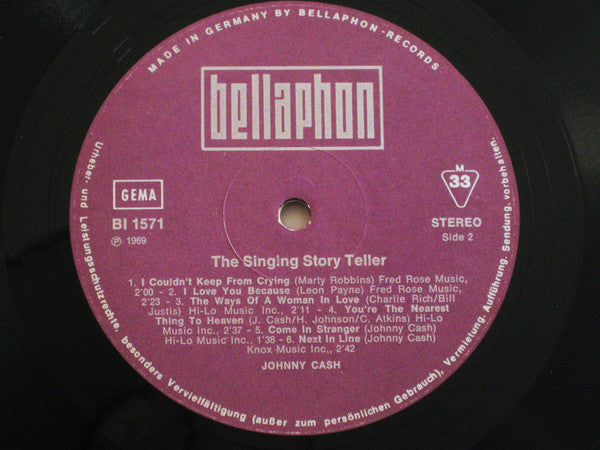 Johnny Cash & The Tennessee Two : The Singing Story Teller (LP, Album, Comp, RE)