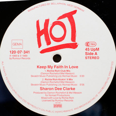 Sharon Dee Clarke : Keeping My Faith In Love (12", Maxi)