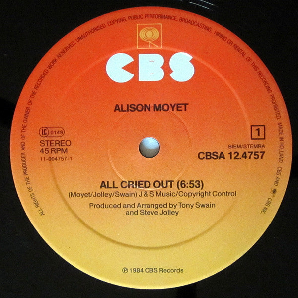 Alison Moyet : All Cried Out (12", Maxi)