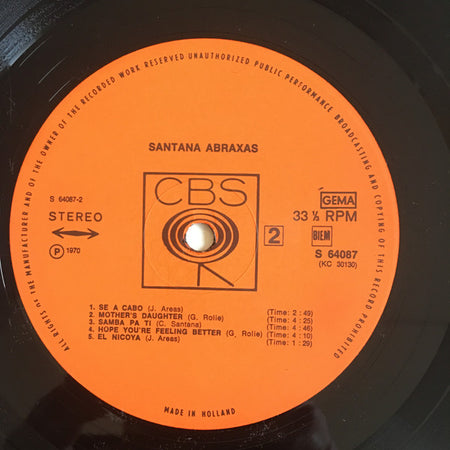 Santana : Abraxas (LP, Album, Gat)