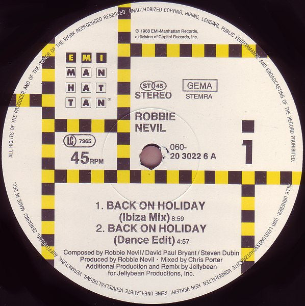 Robbie Nevil : Back On Holiday (12")