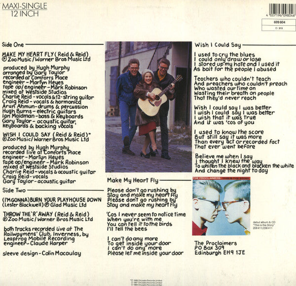 The Proclaimers : Make My Heart Fly (12", Maxi)