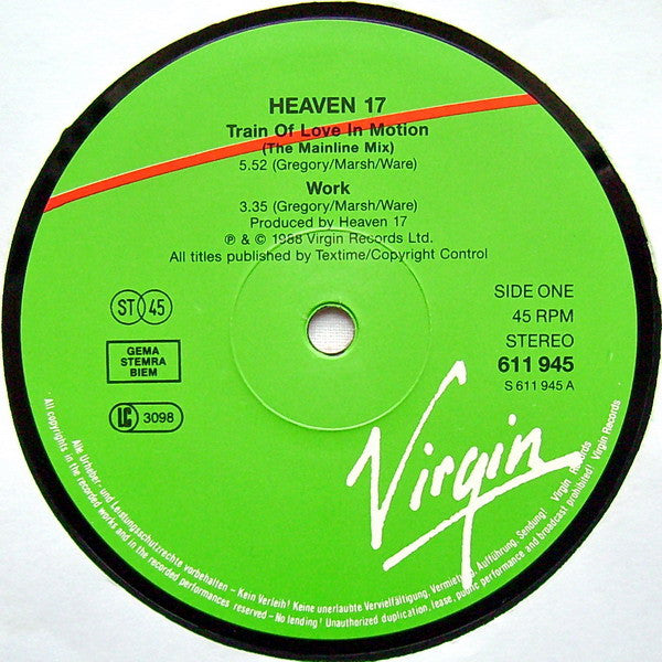 Heaven 17 : Train Of Love In Motion (12", Single)
