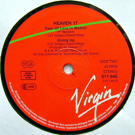 Heaven 17 : Train Of Love In Motion (12", Single)