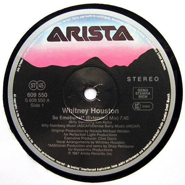 Whitney Houston : So Emotional (12", Maxi)