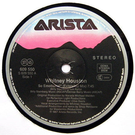 Whitney Houston : So Emotional (12", Maxi)