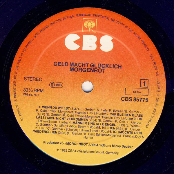 Morgenrot : Geld Macht Glücklich (LP, Album)
