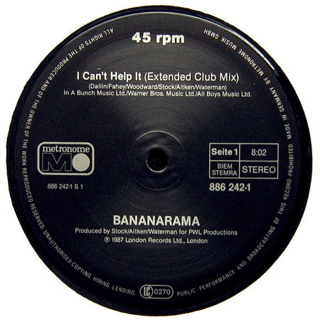 Bananarama : I Can't Help It (12", Maxi)