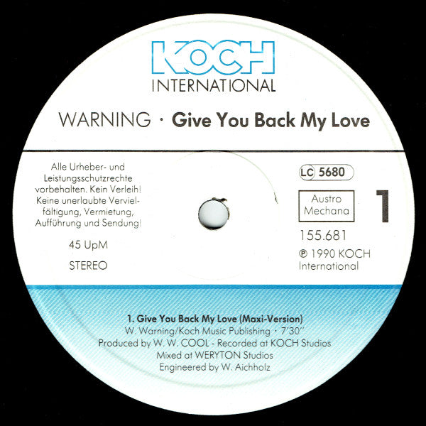 Warning (17) : Give You Back My Love (12")