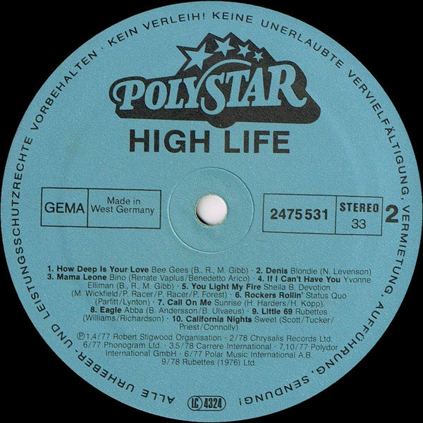 Various : High Life - 20 Original Top Hits (LP, Comp)