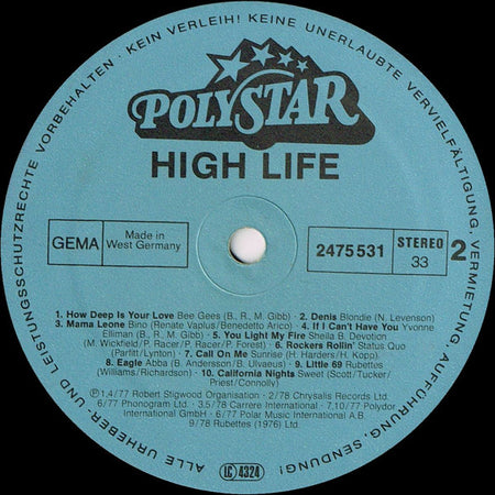Various : High Life - 20 Original Top Hits (LP, Comp)
