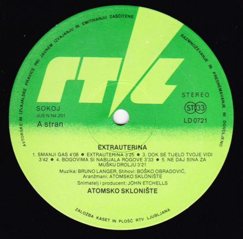 Atomsko Sklonište : Extrauterina (LP, Album, Aus)