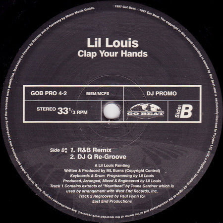 Lil Louis* : Clap Your Hands (12", Promo)