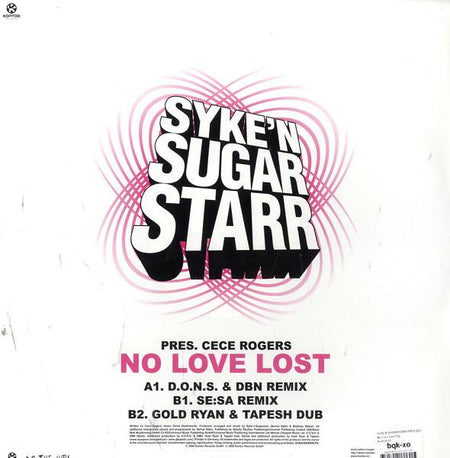 Syke 'n' Sugarstarr Pres. Ce Ce Rogers : No Love Lost (Part 2) (12")