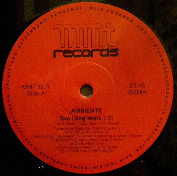 Ambiente (2) : Two Long Years / Small Cafe (12")