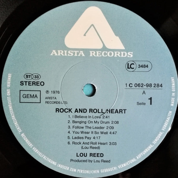 Lou Reed : Rock And Roll Heart (LP, Album)