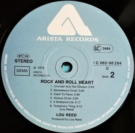 Lou Reed : Rock And Roll Heart (LP, Album)