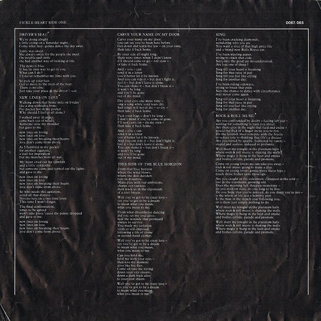 Sniff 'n' The Tears : Fickle Heart (LP, Album)